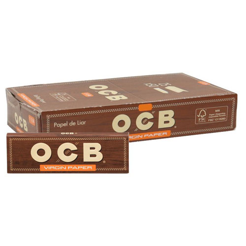 128s54_OCB VIRGIN PAPER UNBLEACHED SMALL SIZE FULL BOX 25 PACKS